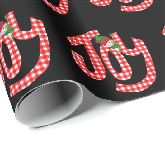 Gingham Joy On Black Geschenkpapier (Rolleneckpunkt)