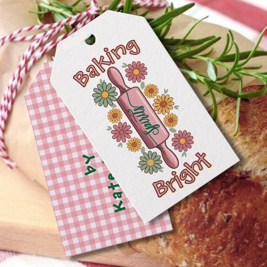 Gingham kariert Baking Spirituosen Heller Urlaub Geschenkanhänger