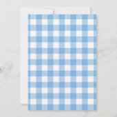 Gingham-Kariert Blau Weiß Muster, Einfach Modern Einladung (Rückseite)