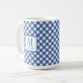 Gingham Kariert Blue Individuelle Name Birthday Kaffeetasse (Vorderseite Links)