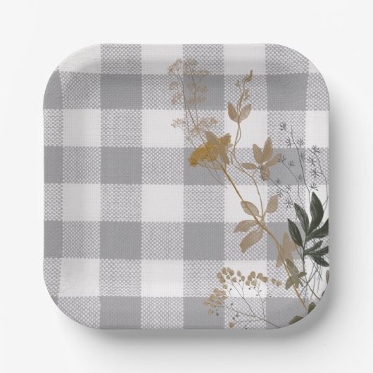 Gingham Kariert Country Farmhouse Pappteller (Vorderseite)