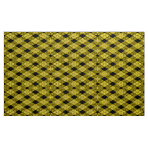 Gingham-Kariert Gelb-Schwarzes Musterstoff Stoff
