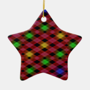 Gingham-Kariert Mehrfarbiges Muster Keramikornament