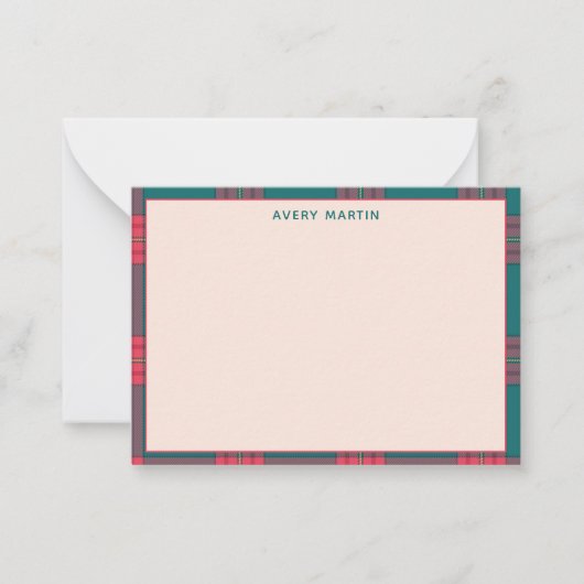 Gingham Kariert Personalisiert Danke Mitteilungskarte (Vorderseite)