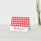 Gingham Kariert Red & White Dankeskarte (Vorderseite)