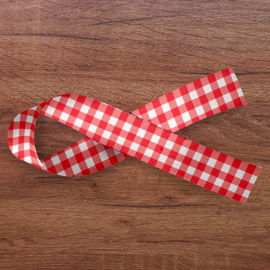 Gingham Kariert Red & White Satinband