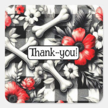 Gingham Kariert Schwarz-weiß Red Floral Vielen Dan