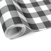 Gingham Kariert Schwarz-weiß Rustikale Moderne Geschenkpapier (Rolleneckpunkt)