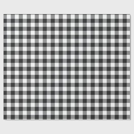Gingham Kariert Schwarz-weiß Rustikale Moderne Geschenkpapier (Flach)
