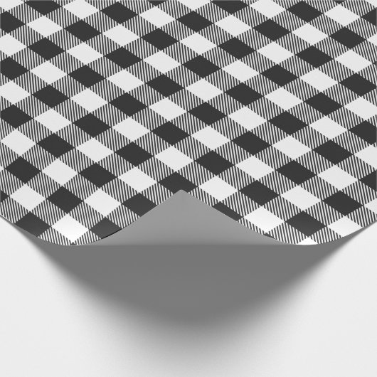 Gingham Kariert Schwarz-weiß Rustikale Moderne Geschenkpapier (Ecke)