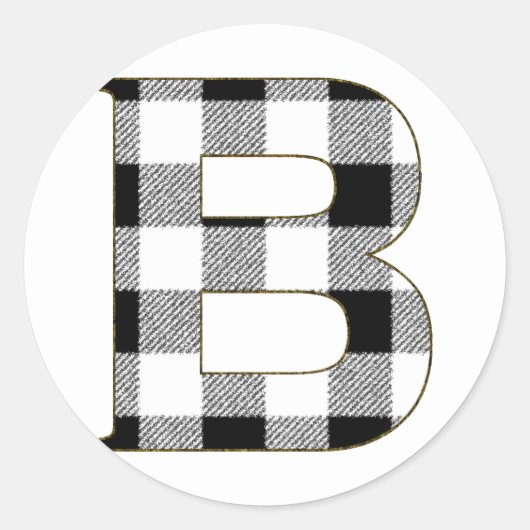 Gingham Karo B Runder Aufkleber (Vorderseite)