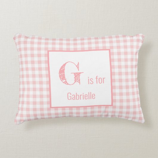 Gingham-Karo-Baby-Rosa u. Weiß - Dekokissen (Vorderseite)