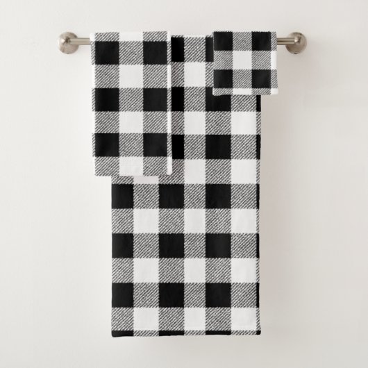 Gingham Karo Black Badhandtuch Set (Insitu)