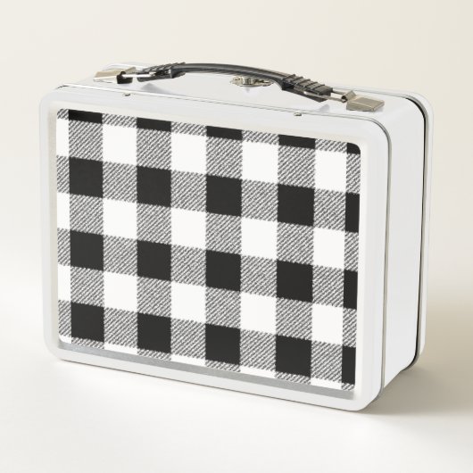 Gingham Karo Black Metall Lunch Box (Rückseite)