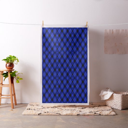 Gingham Karo Blau und Schwarz Musterstoff Stoff (Beispiel)