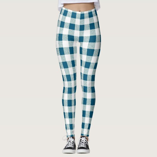 Gingham Karo Bluish Green Leggings (Vorderseite)