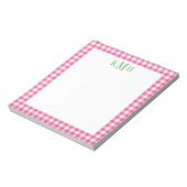 Gingham Karo Border Bright Pink Notepad Notizblock (Rotiert)