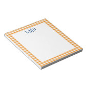 Gingham Karo Border Orange Notepad Notizblock (angewinkelt)