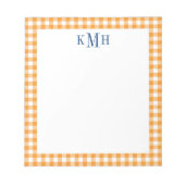 Gingham Karo Border Orange Notepad Notizblock (Vorderseite)