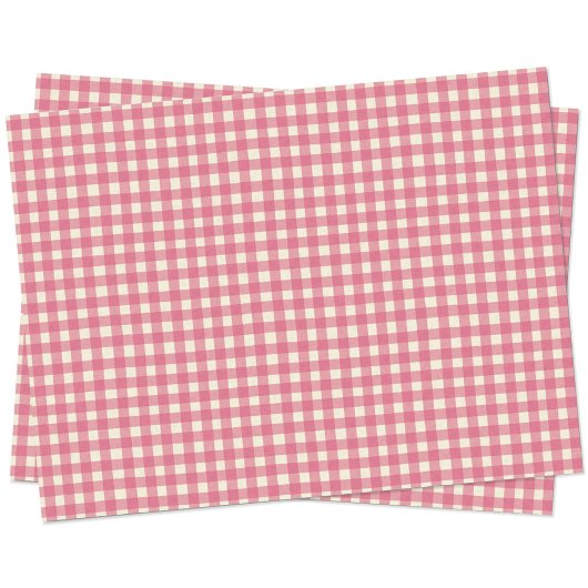 Gingham Karo Cherry Pink Cream Seidenpapier