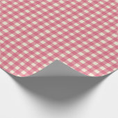 Gingham Karo Cherry Red Cream Geschenkpapier (Ecke)
