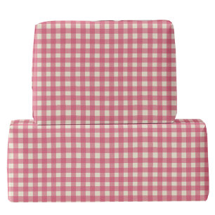 Gingham Karo Cherry Red Cream Geschenkpapier