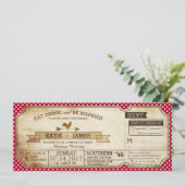 Gingham Karo Country Picnic Wedding Französisch Einladung (Stehend Vorderseite)