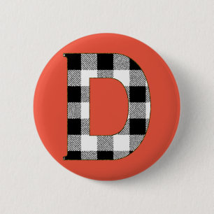Gingham Karo D Button