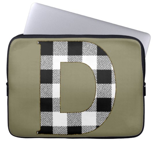 Gingham Karo D Laptopschutzhülle (Vorderseite)