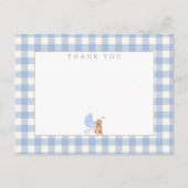 Gingham Karo Dog Baby Shower Danke Postkarte (Vorderseite)