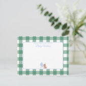 Gingham Karo Dog Boy Baby Dusche Danke Postkarte (Stehend Vorderseite)
