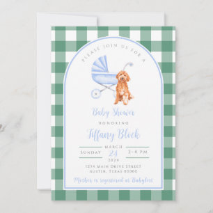 Gingham Karo Dog Boy Baby Shower Einladung