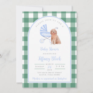 Gingham Karo Dog Boy Baby Shower Einladung