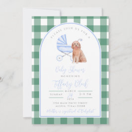 Gingham Karo Dog Boy Baby Shower Einladung