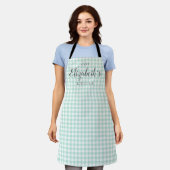 Gingham Karo Erwachsener personalisierte Küche Schürze (Getragen)