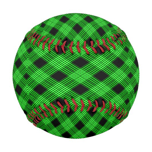 Gingham Karo Green und Black Pattern Baseball (Rückseite)