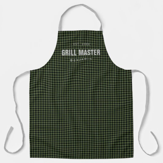 Gingham Karo Grillmeister personalisiert Schürze (Vorderseite)