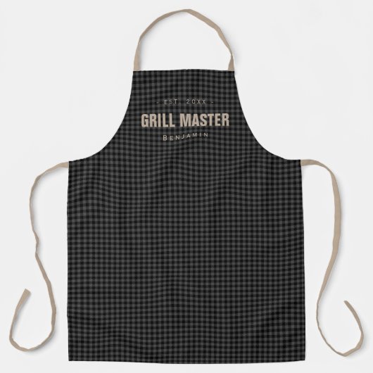 Gingham Karo Grillmeister personalisiert Schürze (Vorderseite)