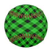 Gingham-Karo Grün-Schwarzes Muster Baseball (Rückseite)