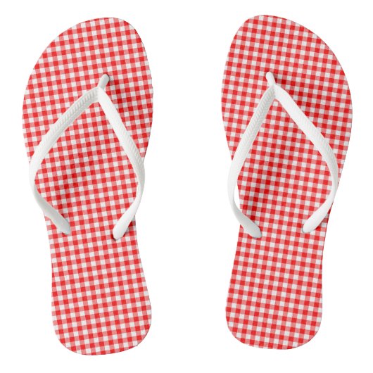 Gingham-Karo in Rot und Weiß Badesandalen (Fußbett)