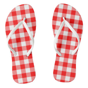 Gingham-Karo in Rot und Weiß Badesandalen