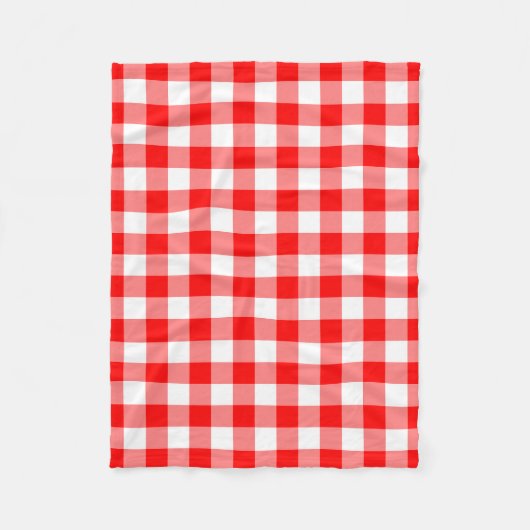 Gingham-Karo in Rot und Weiß Fleecedecke (Vorderseite)