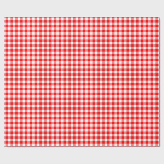 Gingham-Karo in Rot und Weiß Geschenkpapier (Flach)