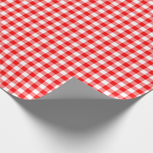 Gingham-Karo in Rot und Weiß Geschenkpapier (Ecke)