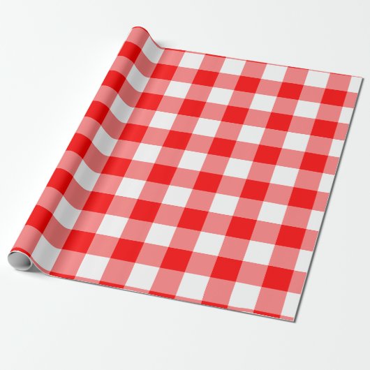 Gingham-Karo in Rot und Weiß Geschenkpapier (Ungerollt)