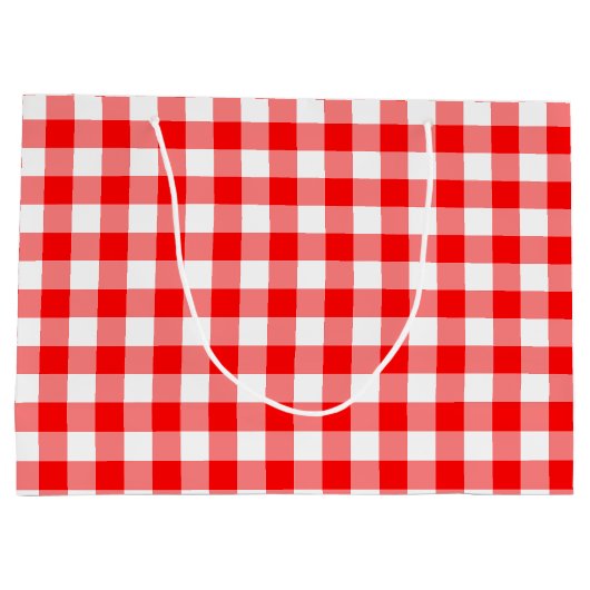 Gingham-Karo in Rot und Weiß Große Geschenktüte (Rückseite)