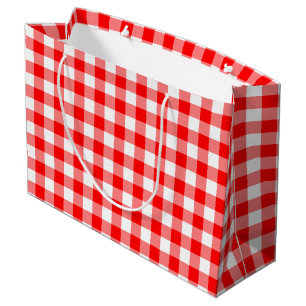 Gingham-Karo in Rot und Weiß Große Geschenktüte