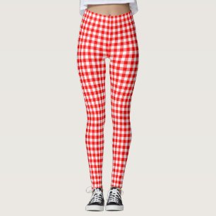 Gingham-Karo in Rot und Weiß Leggings