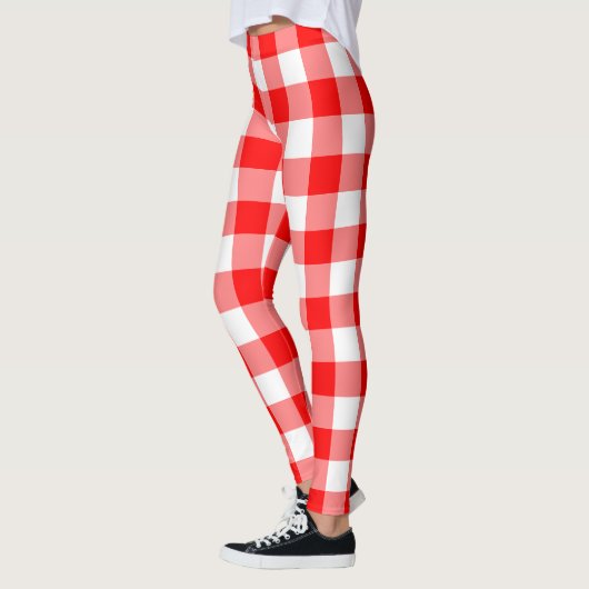 Gingham-Karo in Rot und Weiß Leggings (Links)