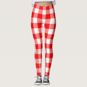 Gingham-Karo in Rot und Weiß Leggings (Vorderseite)